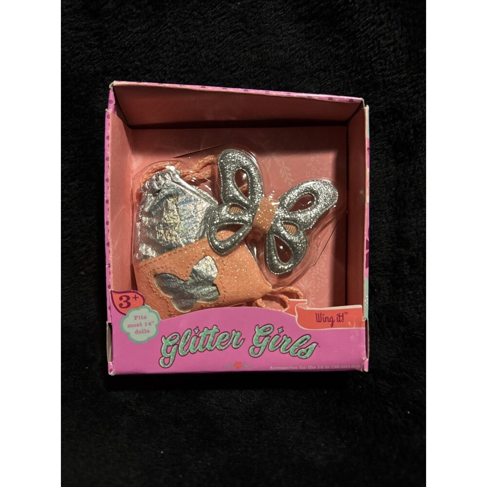Glitter Girls Silver Pink Bow & Drawstring Bag Wing It Fits Most 14" Dolls